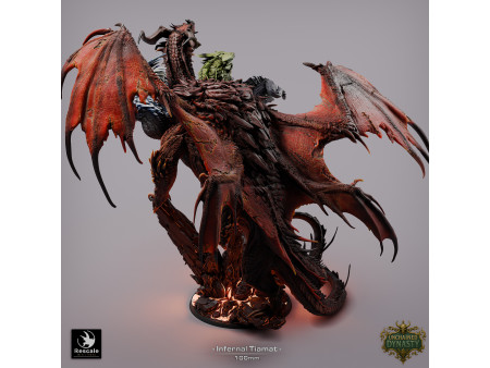 Tiamat Infernal, el dragón de cinco cabezas - Miniatura con peana de 100mm