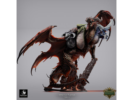 Tiamat Infernal, el dragón de cinco cabezas - Miniatura con peana de 100mm