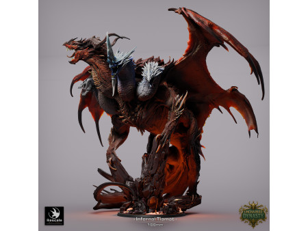 Tiamat Infernal, el dragón de cinco cabezas - Miniatura con peana de 100mm