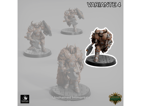 Pack de x4 guerreros con hacha de los Unchained Inmortals - Miniaturas con peana de 32mm