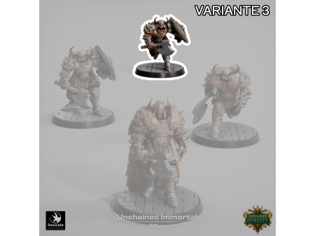 Pack de x4 guerreros con hacha de los Unchained Inmortals - Miniaturas con peana de 32mm