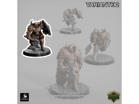 Pack de x4 guerreros con hacha de los Unchained Inmortals - Miniaturas con peana de 32mm