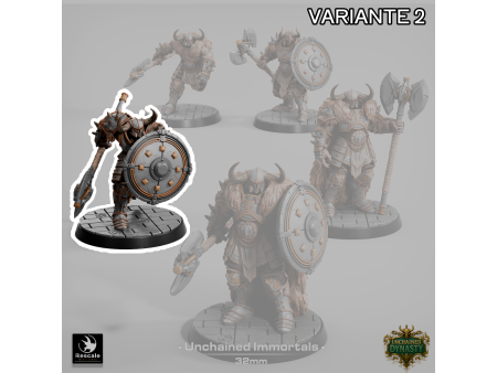Pack de x5 guerreros con gran hacha de los Unchained Inmortals - Miniaturas con peana de 32mm