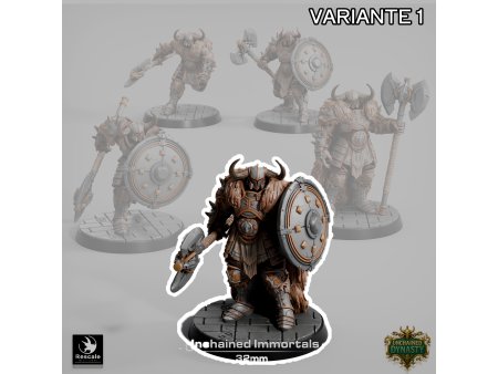 Pack de x5 guerreros con gran hacha de los Unchained Inmortals - Miniaturas con peana de 32mm