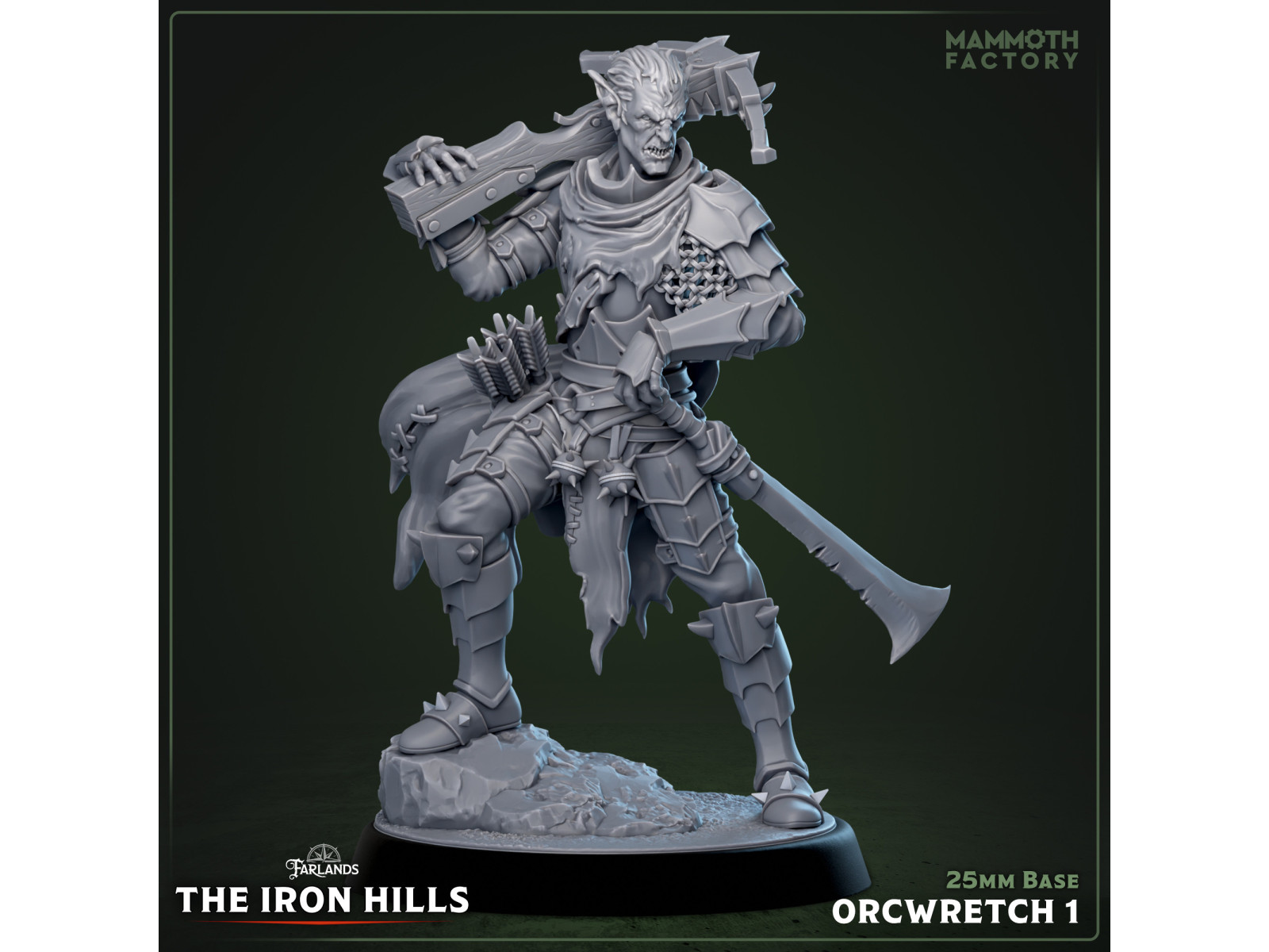 Pack de x3 orcos Orcwretch - Miniaturas con peana de 25mm