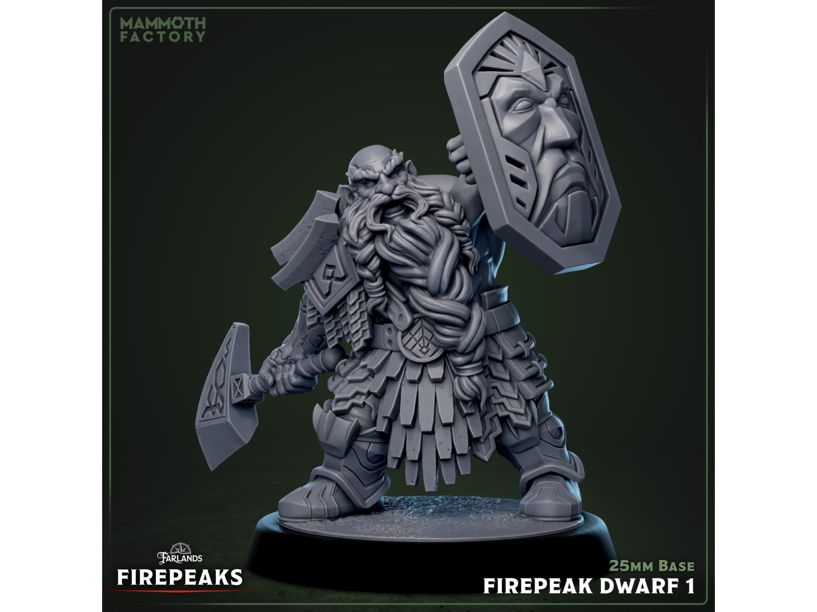 Pack de x5 enanos Firepeak - Miniaturas con peana de 25mm