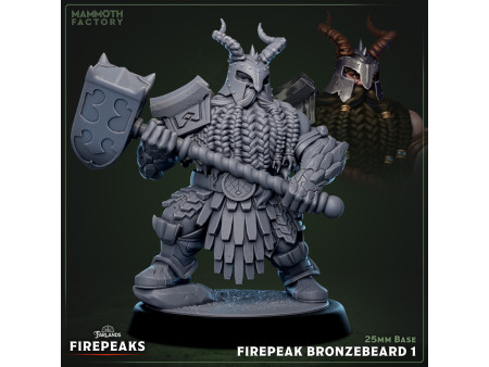 Pack de x2 enanos Firepeak Bronzebeards - Miniaturas con peana de 25mm
