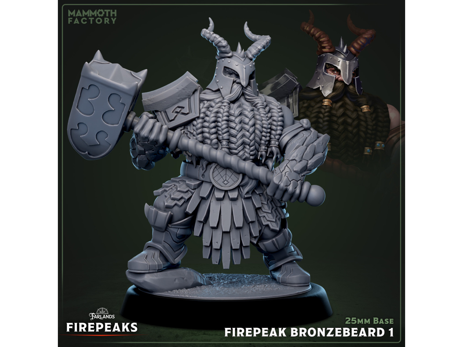 Pack de x2 enanos Firepeak Bronzebeards - Miniaturas con peana de 25mm