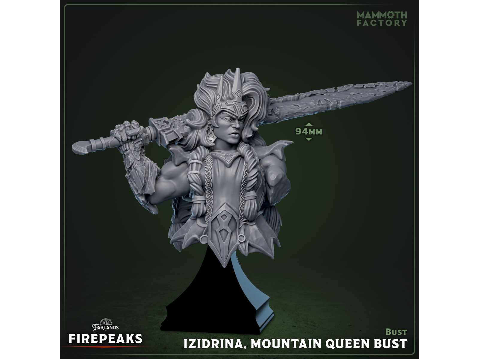 Izidrina, Reina de la Montaña - Busto con peana para exhibición