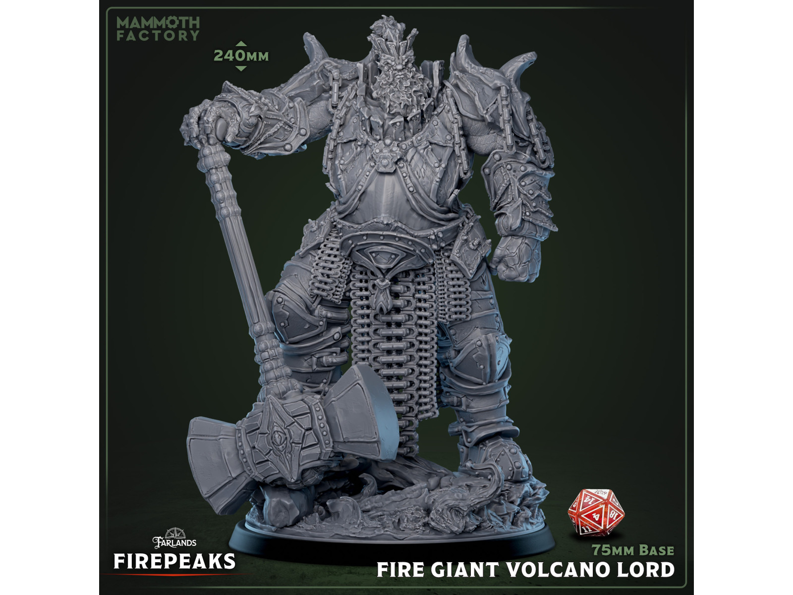 Señor del volcán gigante de fuego - Miniatura con peana de 75mm