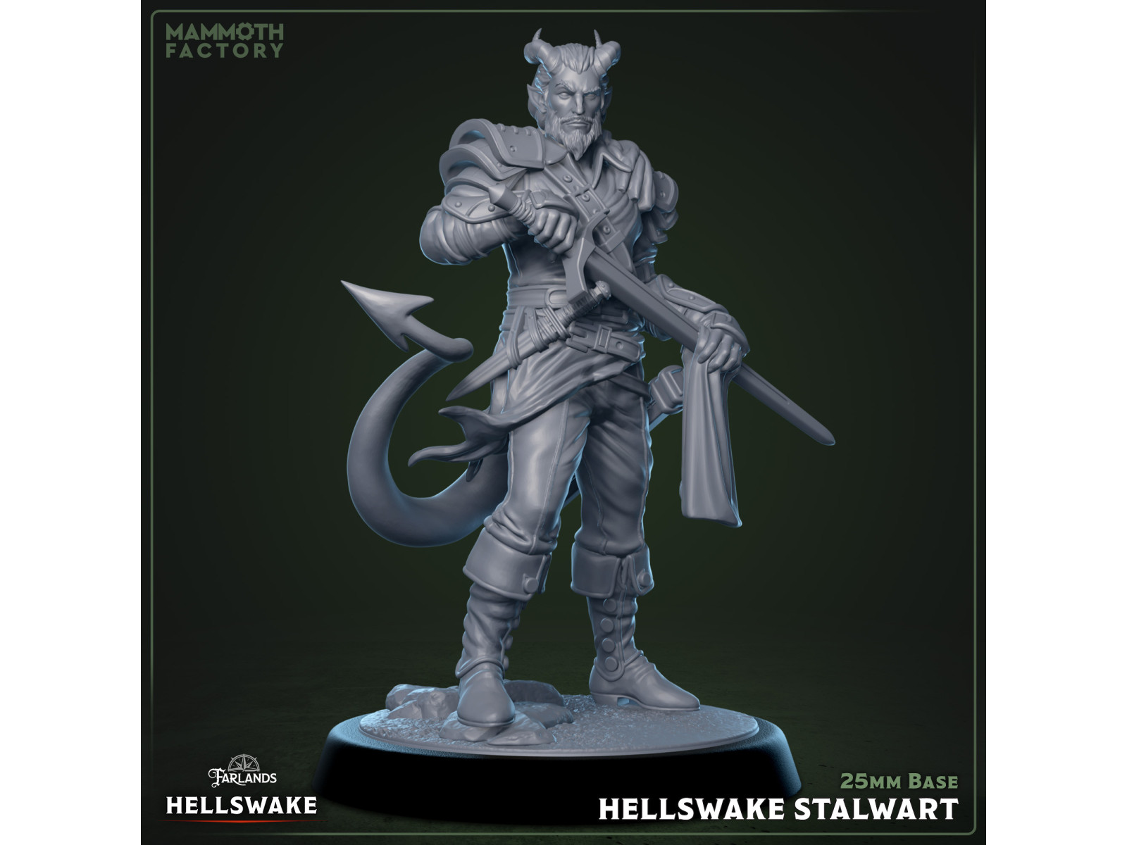 Hellswake Stalwart - Miniatura con peana de 25mm