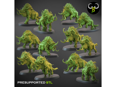 Pack de x12 jabalíes de guerra feroces - Miniaturas con peana de 60mm