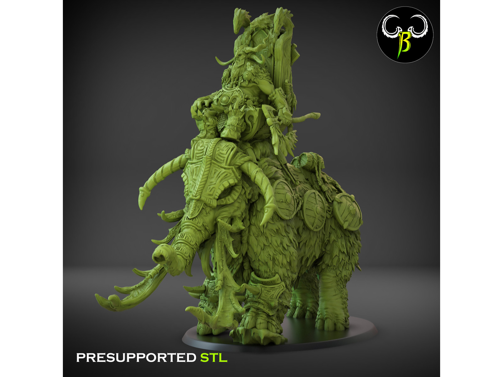 Pack de x2 Jarls jinetes de mastodonte de Guerra Boreal - Miniaturas con peana ovalada de 125x95mm