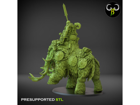 Pack de x2 Jarls jinetes de mastodonte de Guerra Boreal - Miniaturas con peana ovalada de 125x95mm