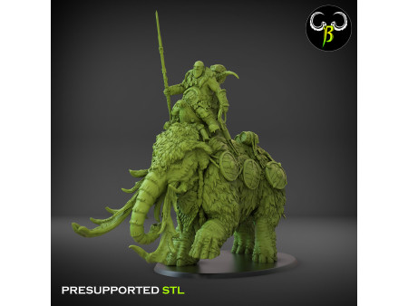 Pack de x2 Jarls jinetes de mastodonte de Guerra Boreal - Miniaturas con peana ovalada de 125x95mm