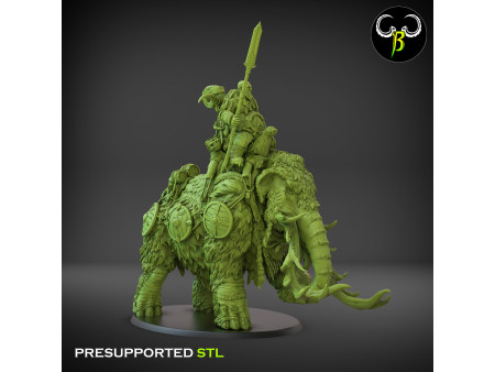 Pack de x2 Jarls jinetes de mastodonte de Guerra Boreal - Miniaturas con peana ovalada de 125x95mm