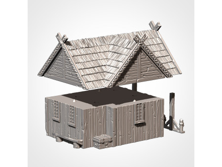 Villa de ambientación nórdica. Pack de x7 edificios - Conjunto de estructuras para escenografía