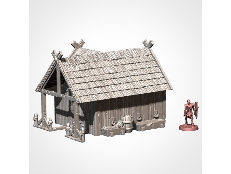 Villa de ambientación nórdica. Pack de x7 edificios - Conjunto de estructuras para escenografía