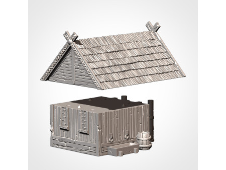 Villa de ambientación nórdica. Pack de x7 edificios - Conjunto de estructuras para escenografía