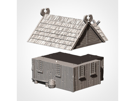 Villa de ambientación nórdica. Pack de x7 edificios - Conjunto de estructuras para escenografía