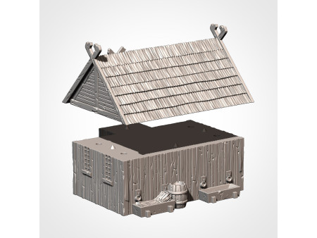 Villa de ambientación nórdica. Pack de x7 edificios - Conjunto de estructuras para escenografía