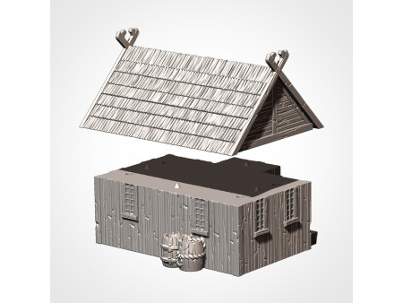 Villa de ambientación nórdica. Pack de x7 edificios - Conjunto de estructuras para escenografía