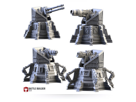 Pack de x4 torretas góticas multiarma - Conjunto de estructuras para escenografía de ciencia ficción