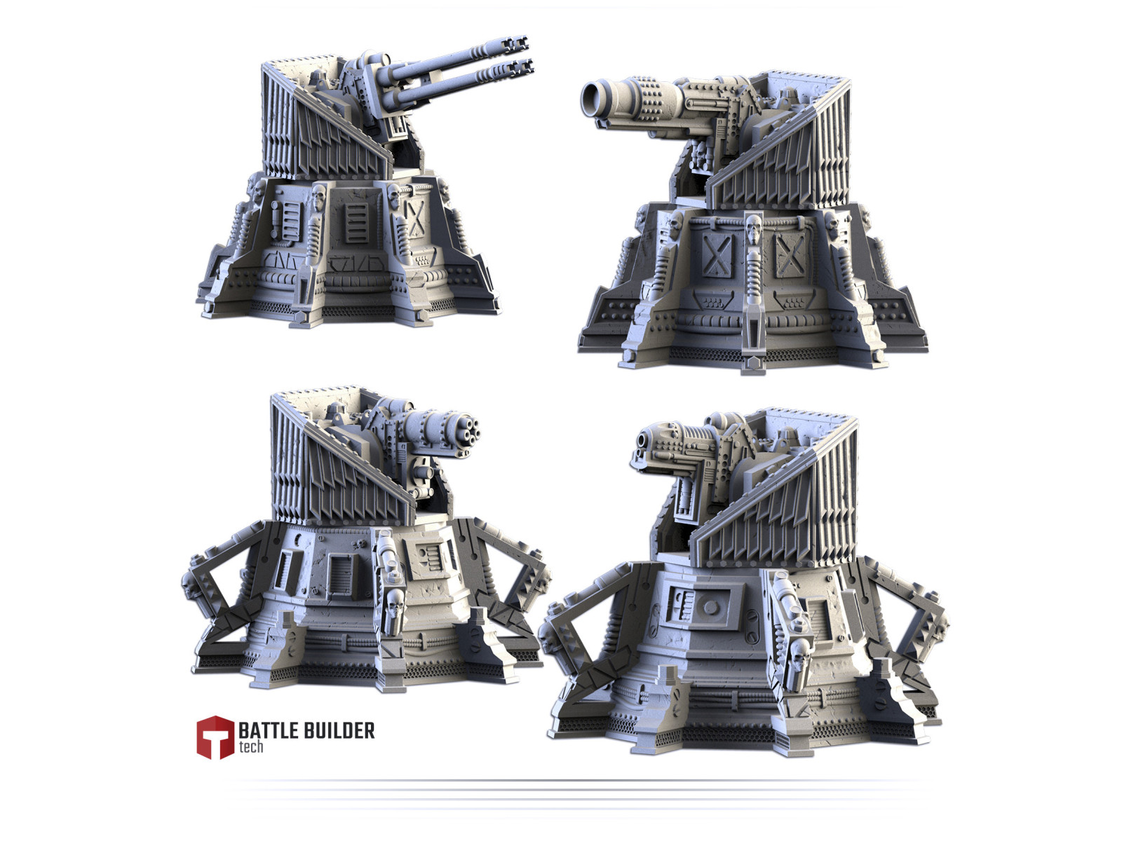 Pack de x4 torretas góticas multiarma - Conjunto de estructuras para escenografía de ciencia ficción