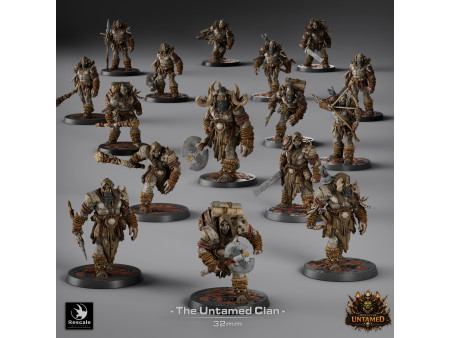 The Untamed Clan: partida de guerreros orcos a melé y a distancia - Miniaturas con peana de 32mm