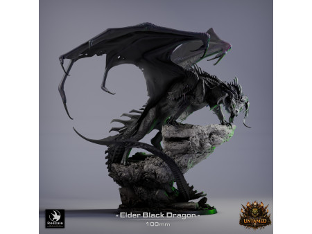 The Untamed Clan: dragón negro anciano - Miniatura con peana de 100mm