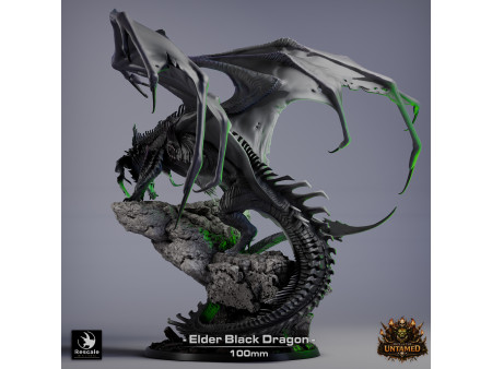 The Untamed Clan: dragón negro anciano - Miniatura con peana de 100mm