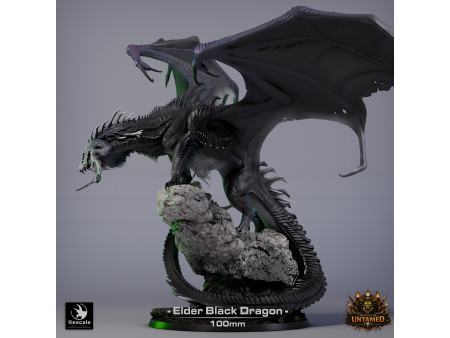 The Untamed Clan: dragón negro anciano - Miniatura con peana de 100mm