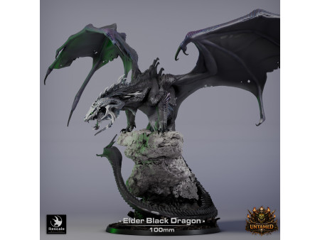 The Untamed Clan: dragón negro anciano - Miniatura con peana de 100mm