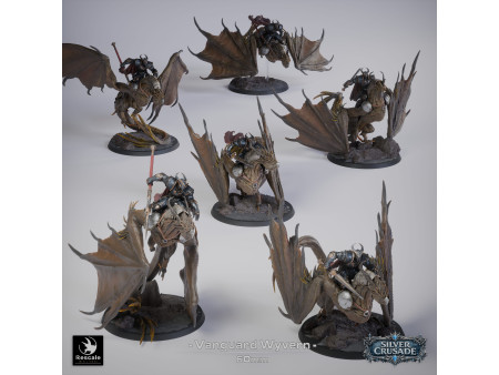 Silver Crusade: pack de x6 vanguardias  - Miniaturas voladoras con peana de 60mm