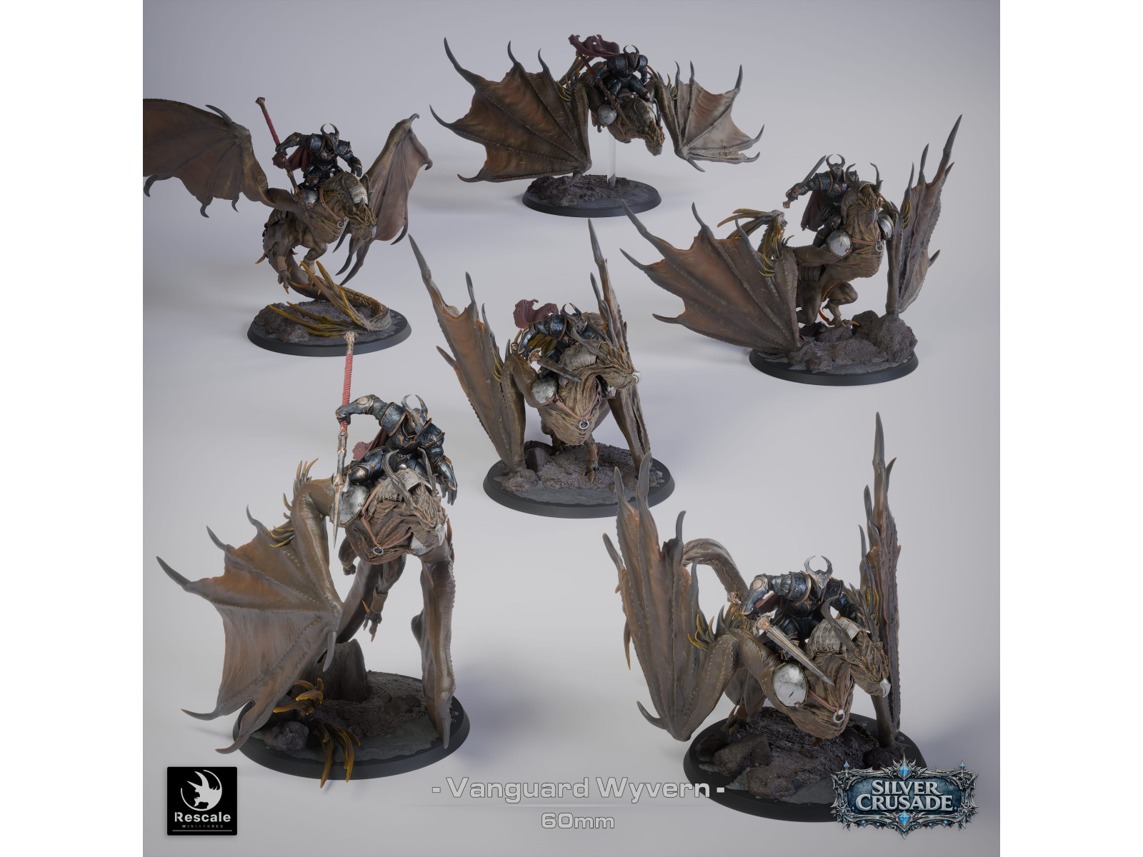 Silver Crusade: pack de x6 vanguardias  - Miniaturas voladoras con peana de 60mm