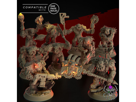 Pack de x9 Orkz Wasteland Marauderz - Miniaturas sobre peana de 32mm