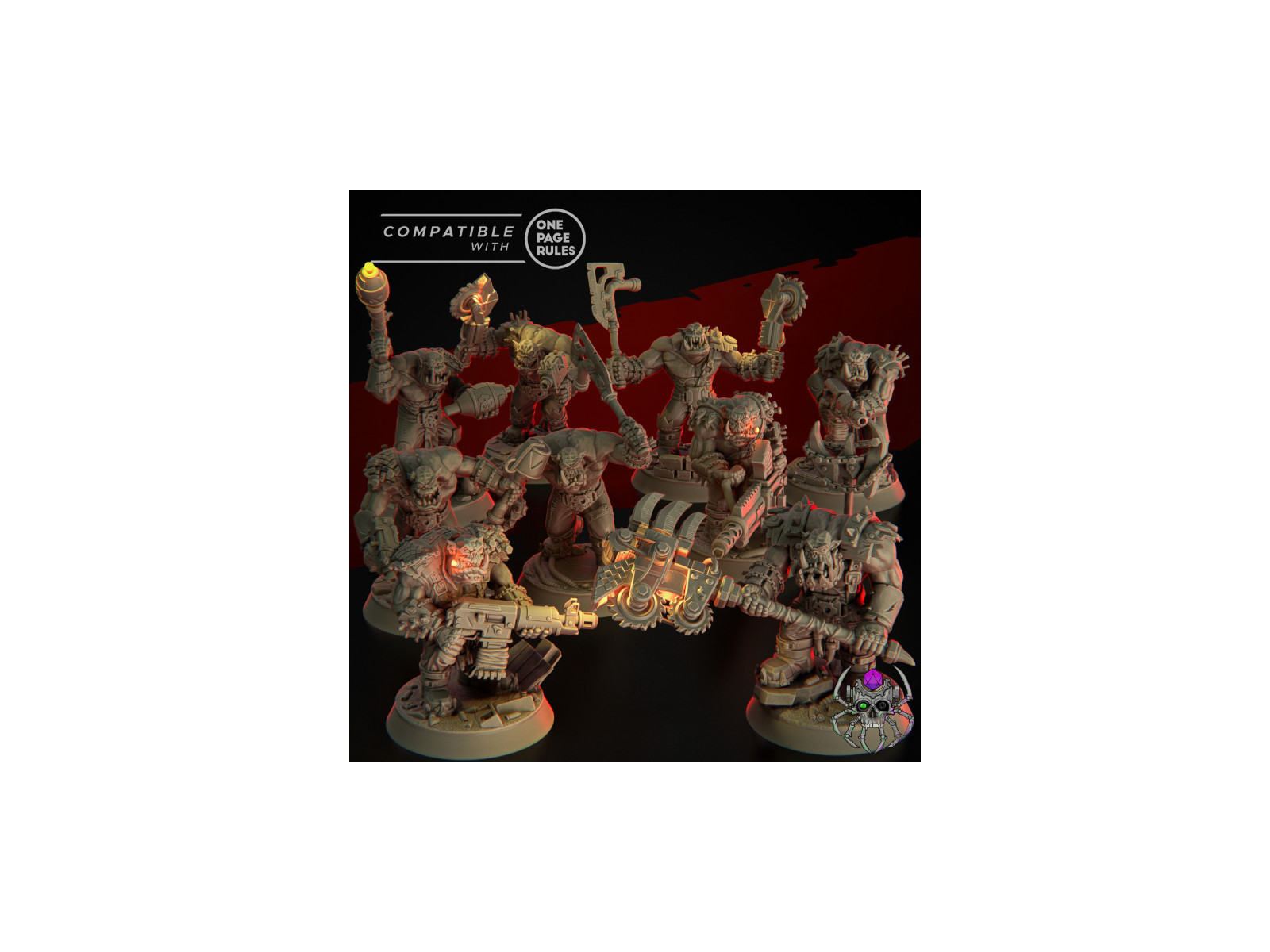 Pack de x9 Orkz Wasteland Marauderz - Miniaturas sobre peana de 32mm