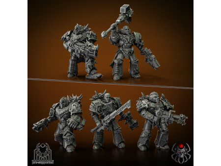 Pack de x5 marines de los Flame Lizards - Miniaturas sobre peana de 32mm