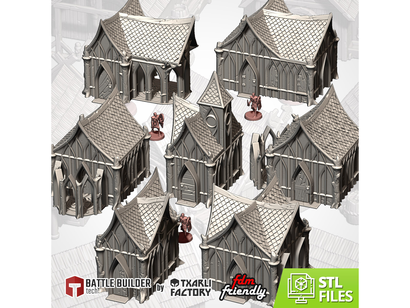 Villa élfica. Elfos de los bosques. Pack de x7 edificios - Conjunto de estructuras para escenografía
