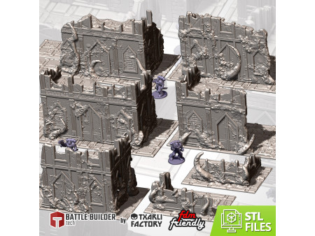 Pack de x12 piezas de ruinas infestadas de ciudad - Conjunto de estructuras para escenografía