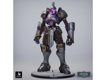 Silver Crusade: Autómata Guardián Escudo  - Miniatura con peana de 75mm