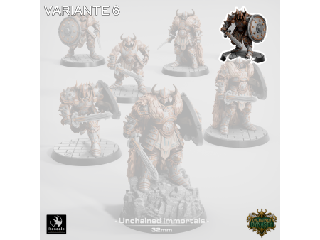 Pack de x7 guerreros con espada de los Unchained Inmortals - Miniaturas con peana de 32mm