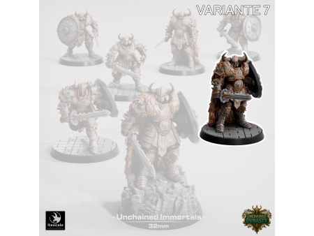 Pack de x7 guerreros con espada de los Unchained Inmortals - Miniaturas con peana de 32mm