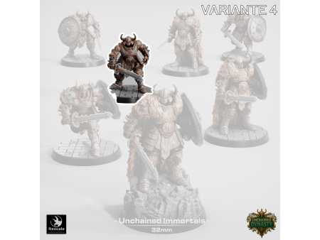 Pack de x7 guerreros con espada de los Unchained Inmortals - Miniaturas con peana de 32mm