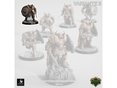 Pack de x7 guerreros con espada de los Unchained Inmortals - Miniaturas con peana de 32mm