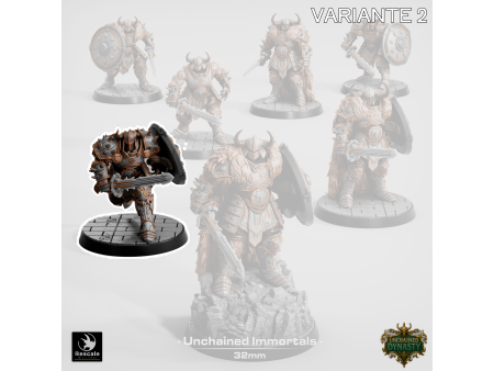 Pack de x7 guerreros con espada de los Unchained Inmortals - Miniaturas con peana de 32mm
