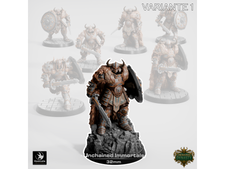 Pack de x7 guerreros con espada de los Unchained Inmortals - Miniaturas con peana de 32mm