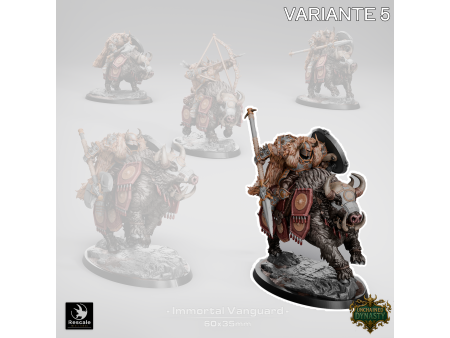 Pack de x5 vanguardias inmortales de los Unchained Inmortals - Miniaturas con montura sobre peana de 60x35mm