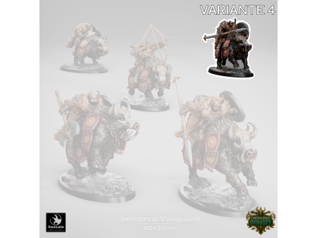 Pack de x5 vanguardias inmortales de los Unchained Inmortals - Miniaturas con montura sobre peana de 60x35mm