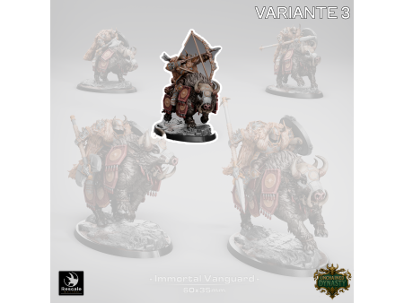 Pack de x5 vanguardias inmortales de los Unchained Inmortals - Miniaturas con montura sobre peana de 60x35mm
